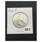 1962 D Franklin Half Dollar Silver Coin