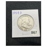 1959 D Franklin Half Dollar Silver Coin