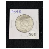 1954 D Franklin Half Dollar Silver Coin