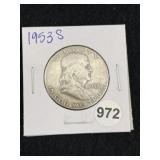 1953 S Franklin Half Dollar Silver Coin