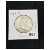 1962 D Franklin Half Dollar Silver Coin