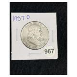 1957 D Franklin Half Dollar Silver Coin