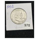 1952 Franklin Half Dollar Silver Coin