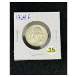1964 D Washington Quarter Silver Coin