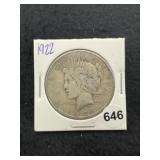 1922 Peace Silver Dollar Coin