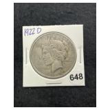 1922 D Peace Silver Dollar Coin