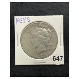 1924 S Peace Silver Dollar Coin