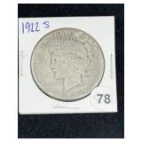 1922 S Peace Silver Dollar Coin