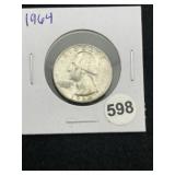 1964 Washington Quarter Silver Coin