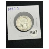 1937 S Washington Quarter Silver Coin