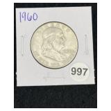 1960 Franklin Half Dollar Silver Coin