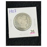 1903 Barber Half Dollar Silver Coin