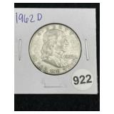 1962 D Franklin Half Dollar Silver Coin