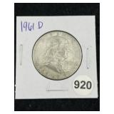 1961 D Franklin Half Dollar Silver Coin