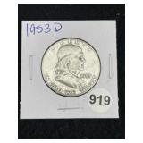 1953 D Franklin Half Dollar Silver Coin