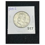 1952 Franklin Half Dollar Silver Coin