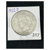 1922 D Peace Silver Dollar Coin