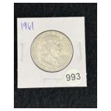 1961 Franklin Half Dollar Silver Coin