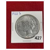 1922 S Peace Silver Dollar Coin