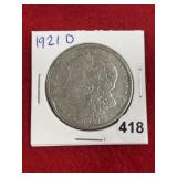 1921 D Morgan Silver Dollar Coin