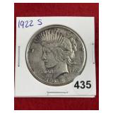 1922 S Peace Silver Dollar Coin