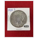 1922 S Peace Silver Dollar Coin