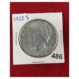 1922 S Peace Silver Dollar Coin