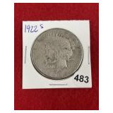 1922 S Peace Silver Dollar Coin