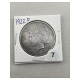 1922 D Peace Silver Dollar Coin