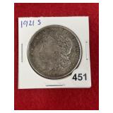 1921 S Morgan Silver Dollar Coin