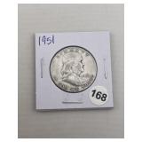 1951 Franklin Half Dollar Silver Coin