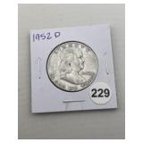 1952 D Franklin Half Dollar Silver Coin