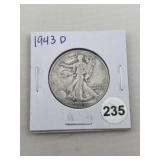 1943 D Walking Liberty Half Dollar Silver Coin