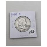 1959 D Franklin Half Dollar Silver Coin