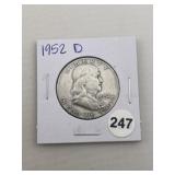 1952 D Franklin Half Dollar Silver Coin