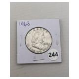 1963 Franklin Half Dollar Silver Coin