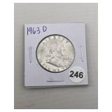 1963 D Franklin Half Dollar Silver Coin