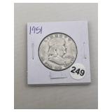 1951 Franklin Half Dollar Silver Coin
