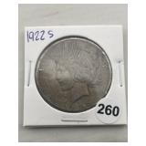 1922 S Peace Silver Dollar Coin