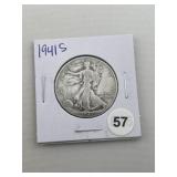 1941 S Walking Liberty Half Dollar Silver Coin
