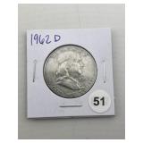 1962 D Franklin Half Dollar Silver Coin