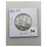 1957 D Franklin Half Dollar Silver Coin
