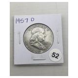 1957 D Franklin Half Dollar Silver Coin