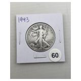 1943 Walking Liberty Half Dollar Silver Coin