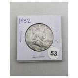 1952 Franklin Half Dollar Silver Coin