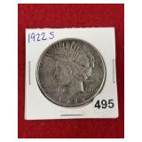 1922 S Peace Silver Dollar Coin