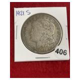 1921 S Morgan Silver Dollar Coin