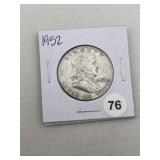 1952 Franklin Half Dollar Silver Coin