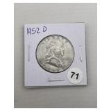 1952 D Franklin Half Dollar Silver Coin
