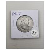 1952 D Franklin Half Dollar Silver Coin